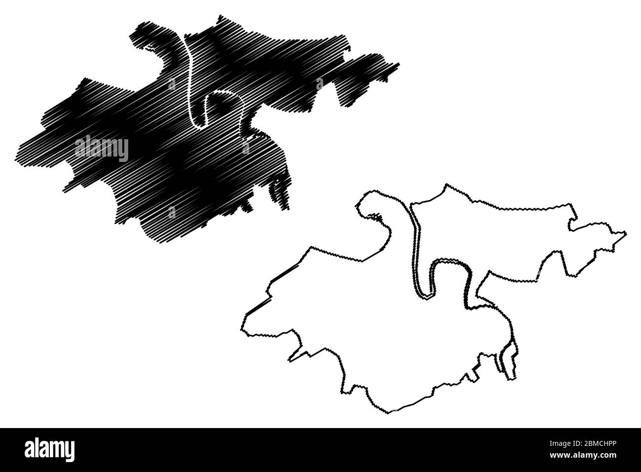 Donostia-San Sebastian City (Regno di Spagna, Paesi Baschi) mappa illustrazione vettoriale, schizzo di ciottoli Città di Donostia San Sebastian mappa Illustrazione Vettoriale