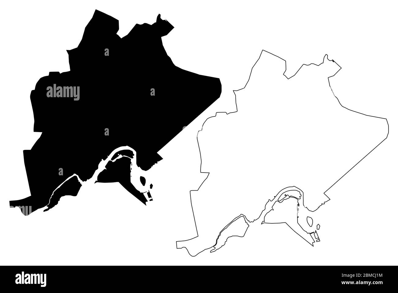 Bandar seri Begawan City (Nazione del Brunei, l'Abode della Pace, Borneo) mappa illustrazione vettoriale, schizzo di scriba Città del Brunei mappa della città Illustrazione Vettoriale