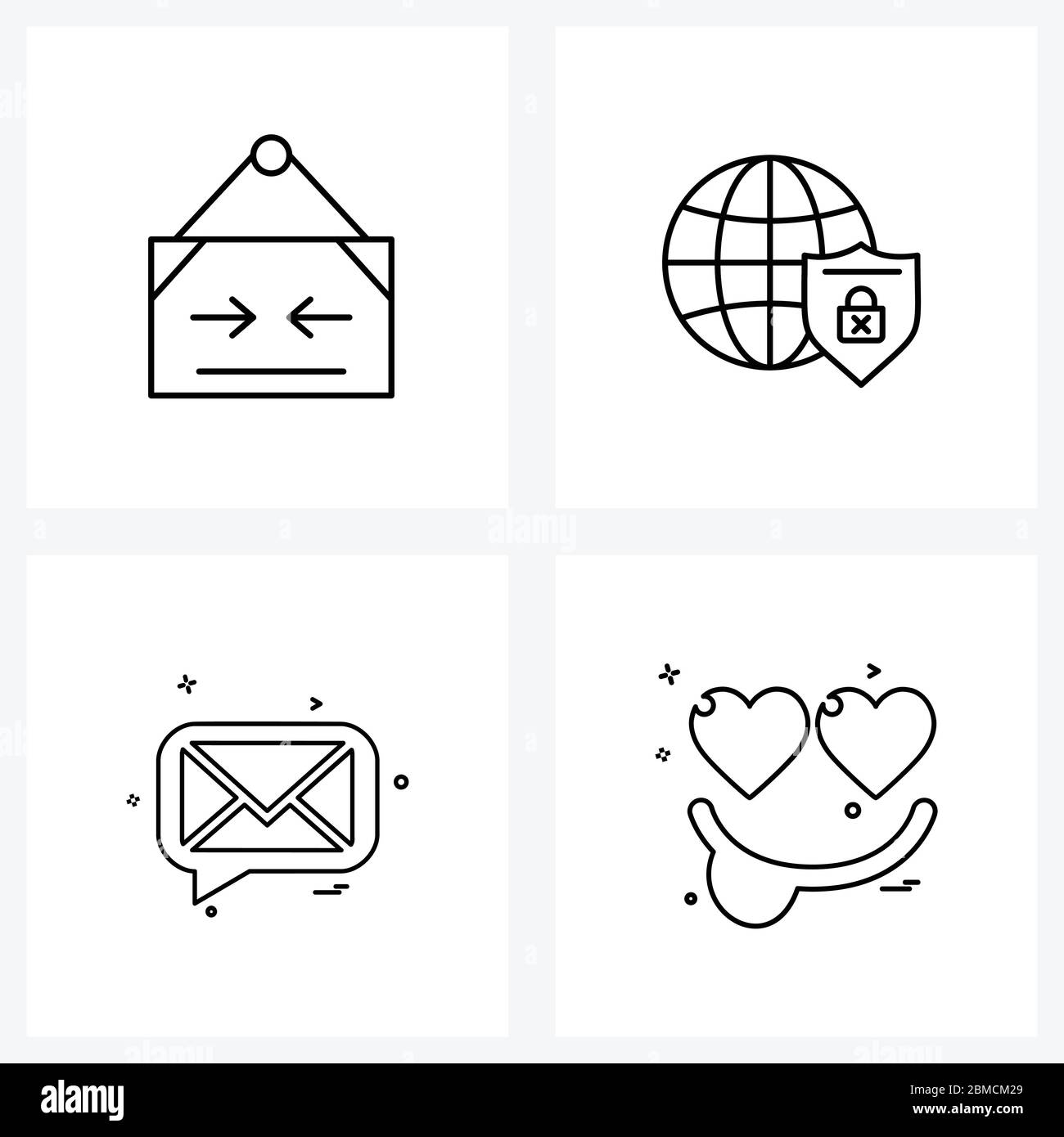 Set di icone di linea di 4 simboli moderni di chiuso, sms, globo protetto,  messaggio, amore Vector Illustrazione Immagine e Vettoriale - Alamy