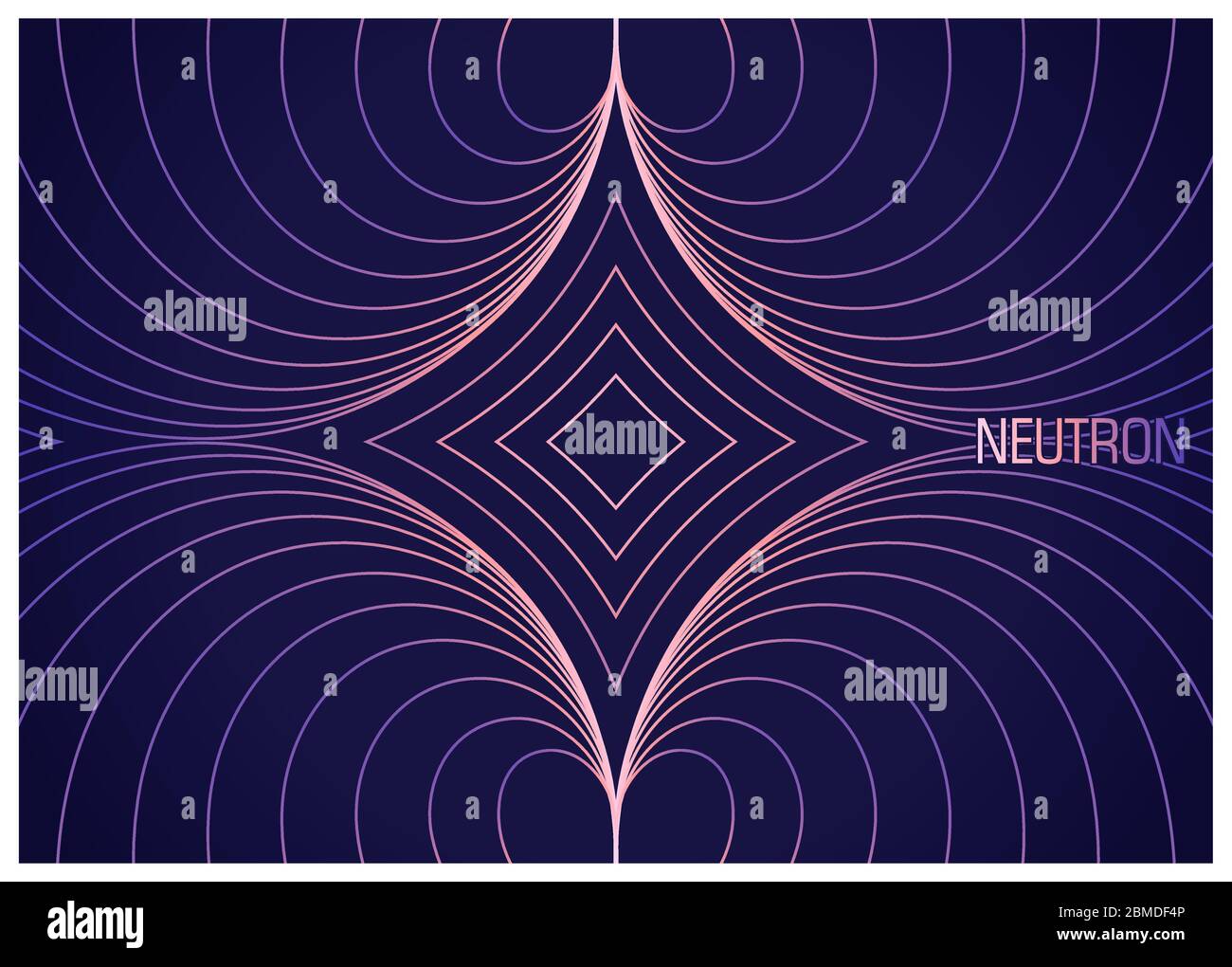 Neutroni. Composizione colorata con linee ondulate. Immagine astratta di particelle fisiche elementari. Progettazione concettuale la teoria della scienza. Rapporto di illustrazione del vettore Illustrazione Vettoriale