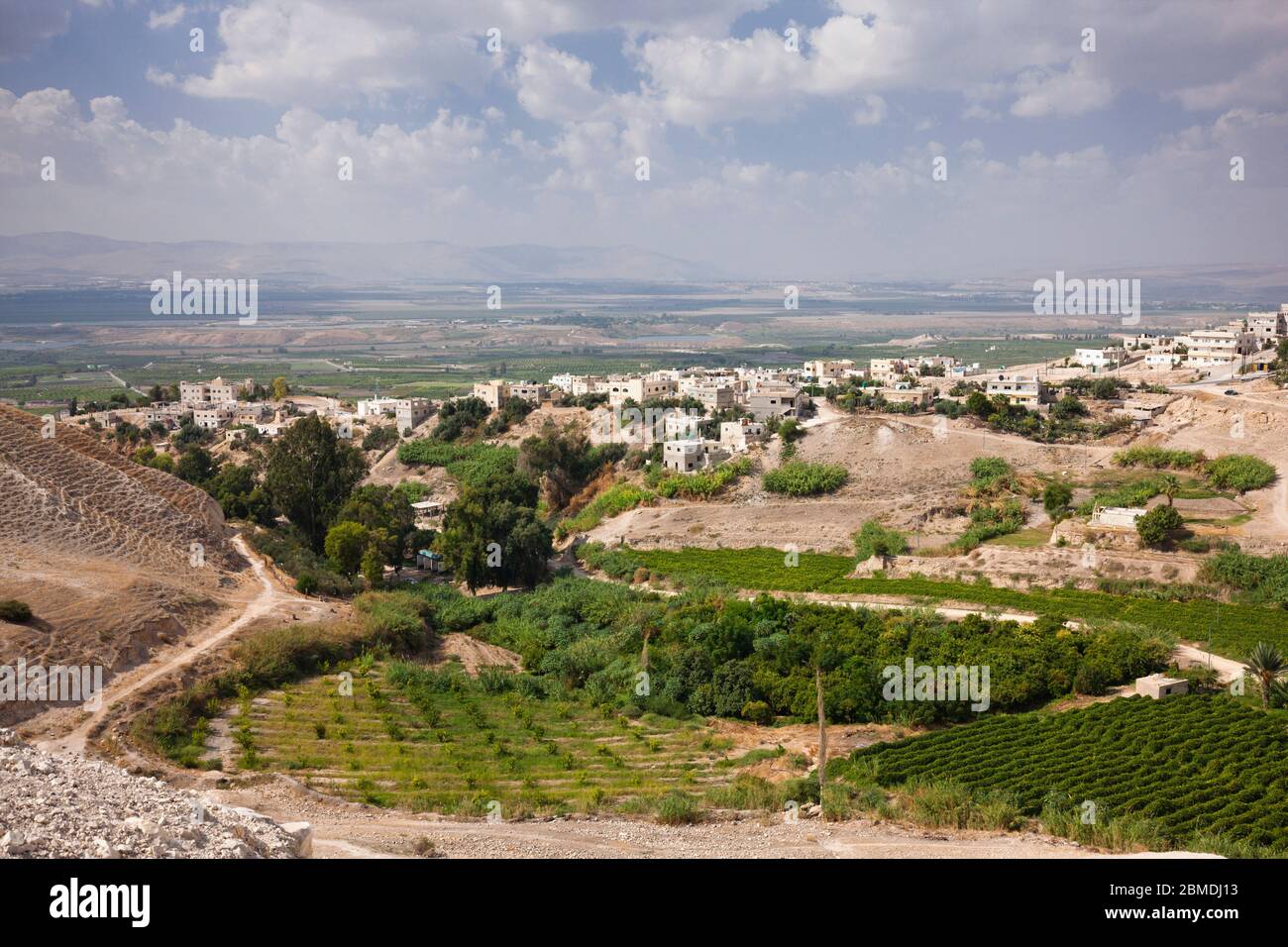 Fattoria agricola vicino Pella Ruins, Jordan Valley, Tabqet Fahel, Tabaqat Fahl, Irbit, governatorate Irbid, Giordania, Medio Oriente, Asia Foto Stock