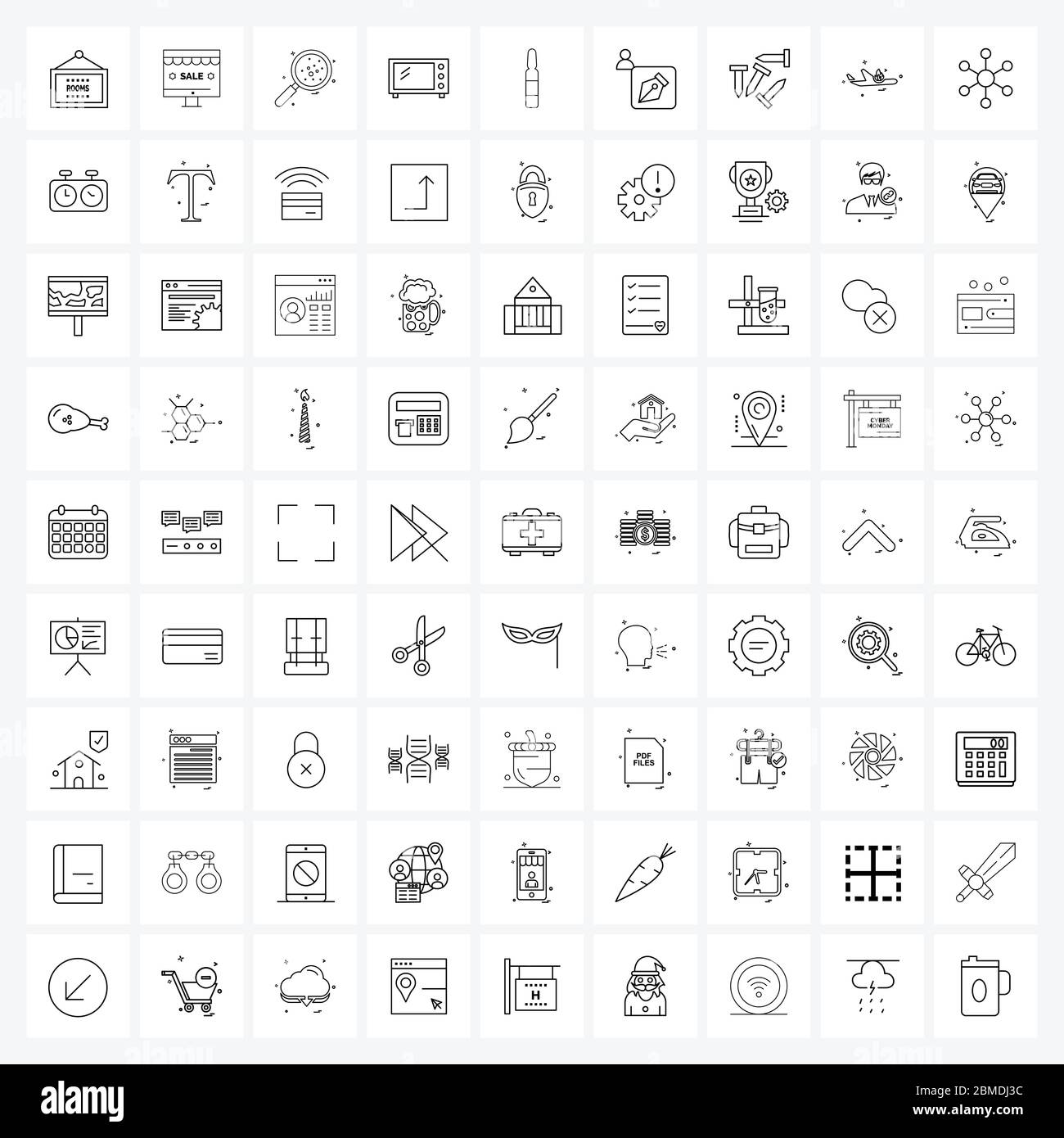 Simboli isolati Set di 81 icone linea semplice di flacon, forno, vendita,  forno a microonde, ricerca illustrazione vettoriale Immagine e Vettoriale -  Alamy