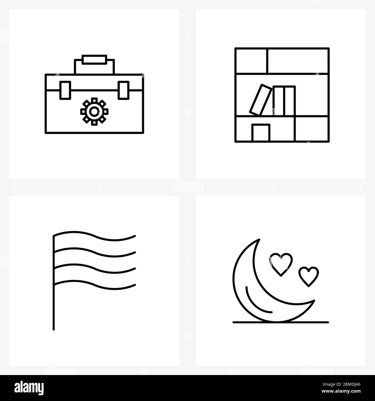 4 icone universali simboli pixel Perfect di toolbox; paese; impostazione; stanza dei bambini; immagine di Mark Vector Illustrazione Vettoriale