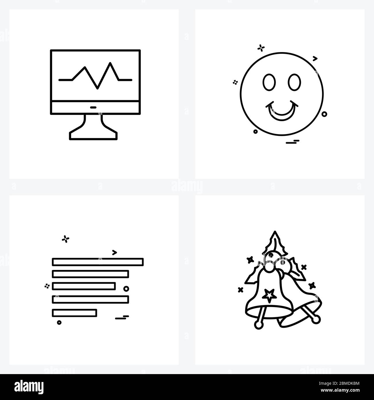 Set di 4 icone moderne di linea di medico, allineamento, schermo, emozione, testo illustrazione vettoriale Illustrazione Vettoriale