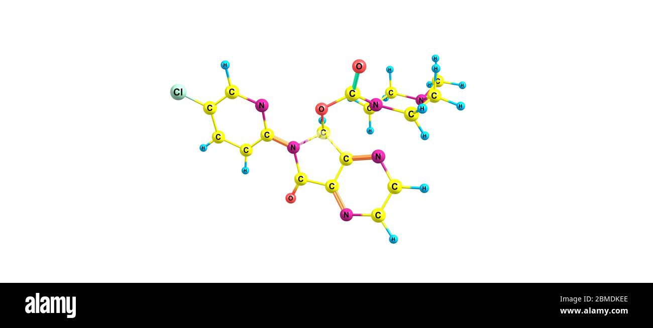 Zopiclone è un agente ipnotico non benzodiazepinico utilizzato nel trattamento dell'insonnia. illustrazione 3d Foto Stock