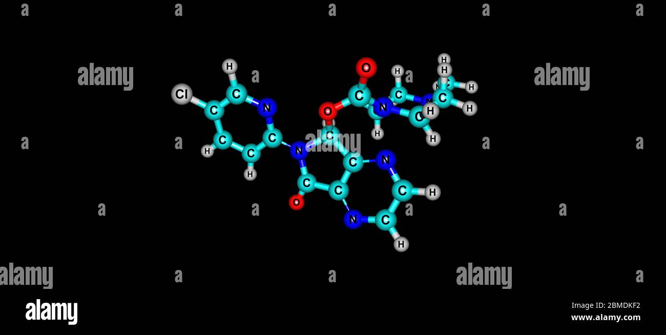 Zopiclone è un agente ipnotico non benzodiazepinico utilizzato nel trattamento dell'insonnia. illustrazione 3d Foto Stock