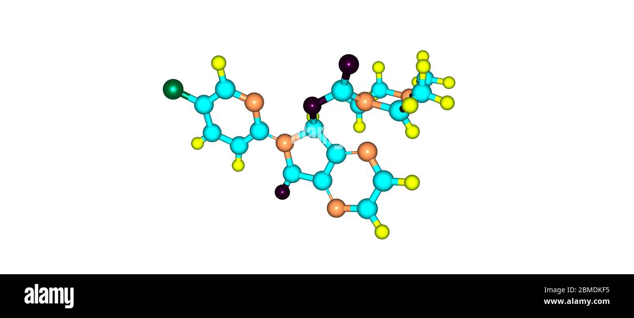 Zopiclone è un agente ipnotico non benzodiazepinico utilizzato nel trattamento dell'insonnia. illustrazione 3d Foto Stock