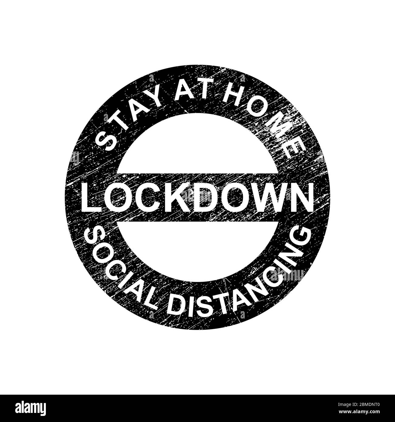 Timbro in gomma con grunge Lockdown, isolato su sfondo bianco. Illustrazione Vettoriale