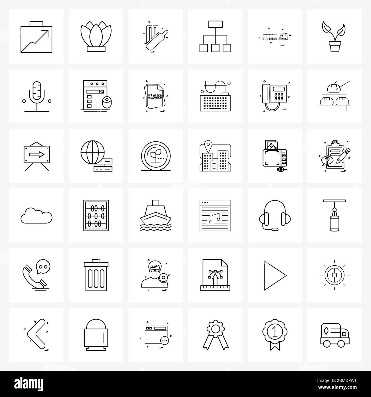 36 Universal Line Icon pixel Perfect simboli di condivisione, distribuzione, lotus, business, gioco Vector Illustration Illustrazione Vettoriale