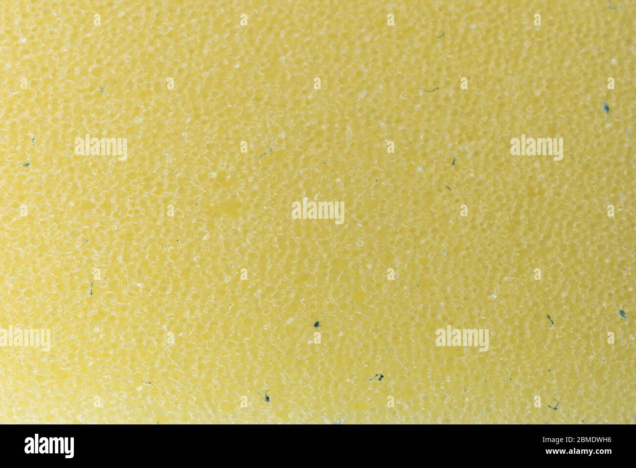 tessuto giallo di una spugna. Chiudi texture giallo. Sfondo. Foto Stock