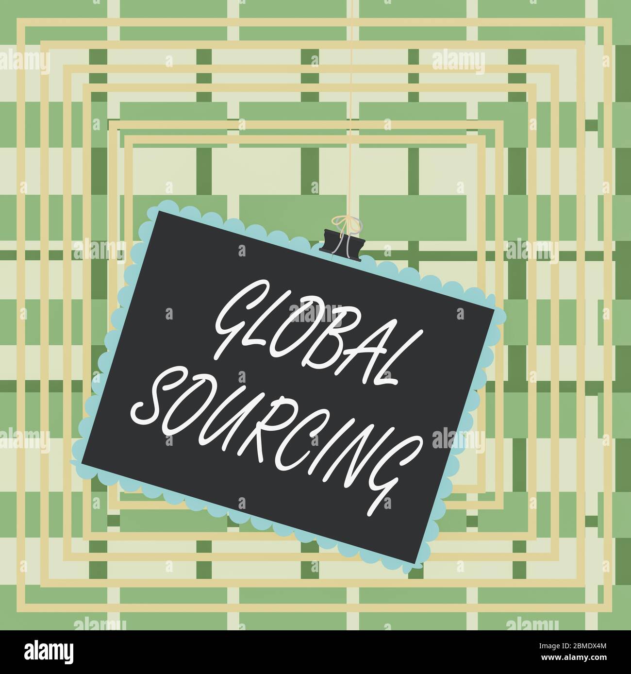 Segno di testo che mostra Global Sourcing. Business photo text pratica di sourcing dal mercato globale per i prodotti Stamp bloccato Binder clip di carta squar Foto Stock Segno di testo che mostra Global Sourcing. Business photo text pratica di sourcing dal mercato globale per i prodotti Stamp bloccato Binder clip di carta squar Foto Stock