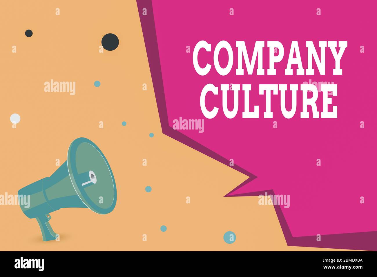 Scrittura concettuale a mano che mostra la cultura aziendale. Concetto che significa l'ambiente e gli elementi in cui i dipendenti lavorano Megaphone altoparlante e vuoto Foto Stock