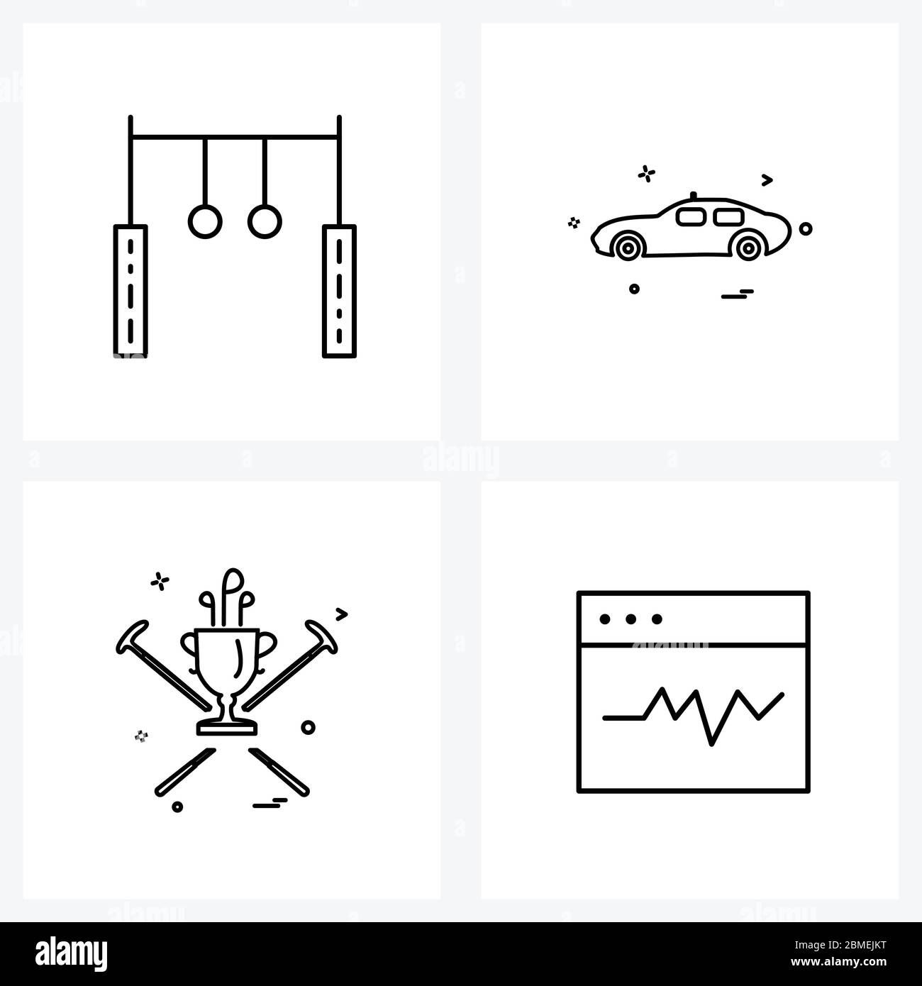Set di 4 icone semplici per Web e stampa come pull up asta, trofeo, auto, trasporto, beats Vector Illustration Illustrazione Vettoriale
