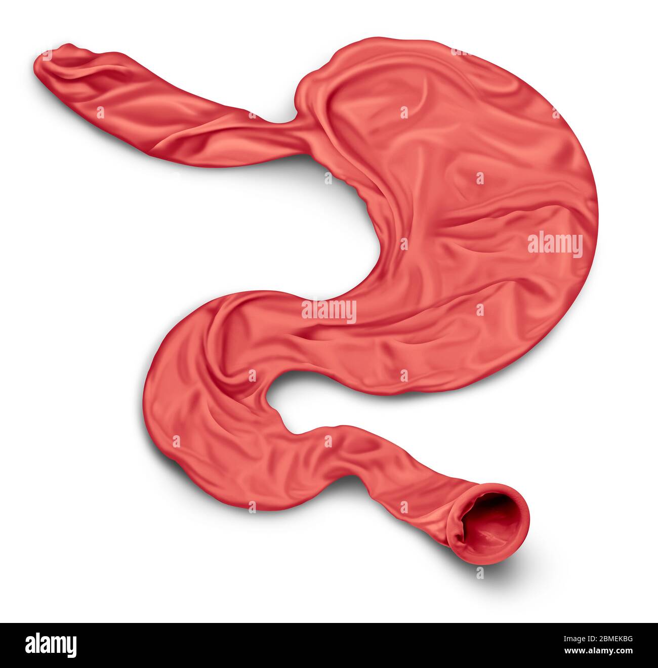 Perdita di appetito e concetto di restrizione calorica come stomaco umano modellato come un palloncino shrunk come dieta a digiuno o simbolo dietetico per anoressia. Foto Stock