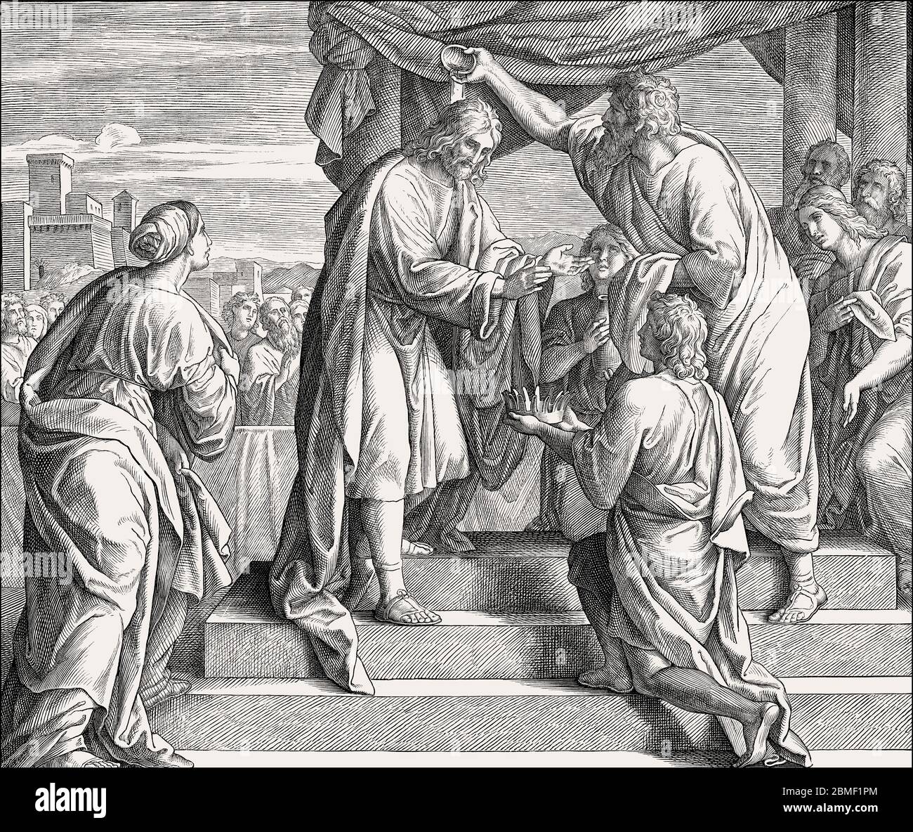 Samuel anoints David, Antico Testamento, di Julius Schnorr von Carolsfeld Foto Stock