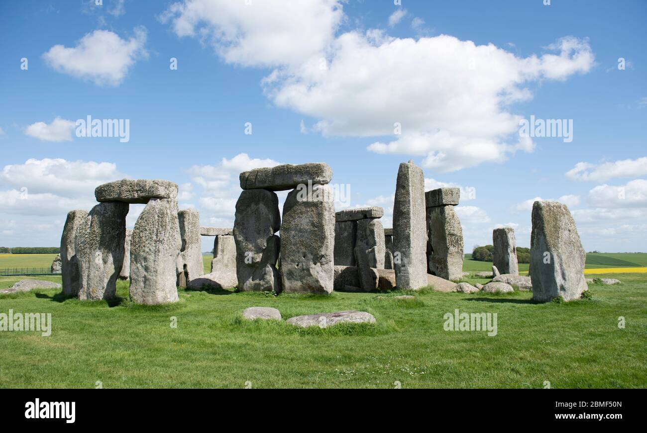 Paesaggio di Stonehenge, monumenti storici in Inghilterra Foto Stock