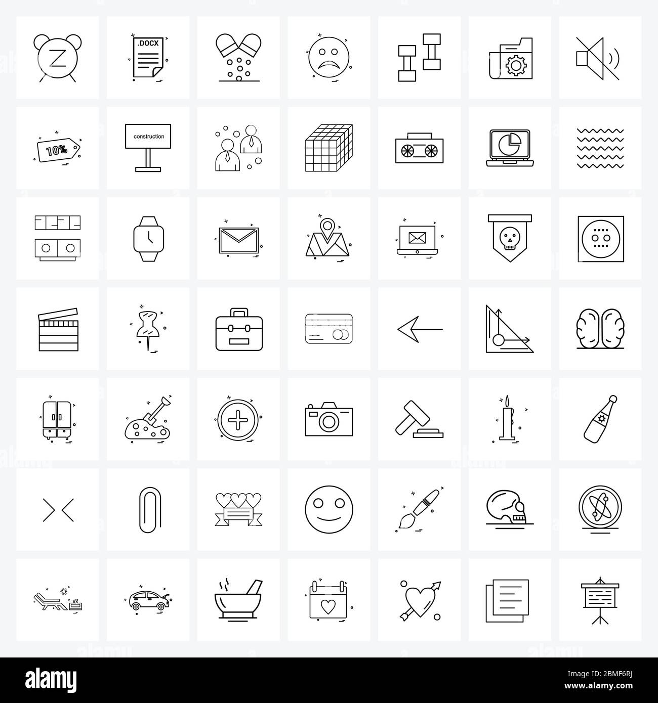 Set di 49 icone linea moderna di emozione, emoji, medicina, illustrazione vettoriale formula Illustrazione Vettoriale