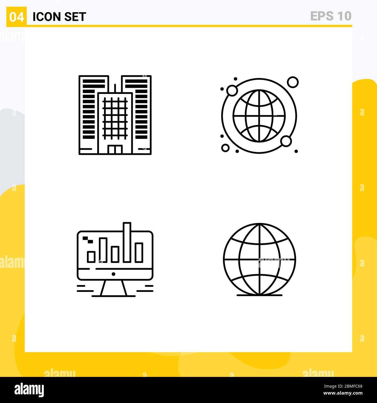 4 icone creative segni moderni e simboli di elementi di progettazione vettoriale editabili sul Web, informatici, globali e mondiali Illustrazione Vettoriale