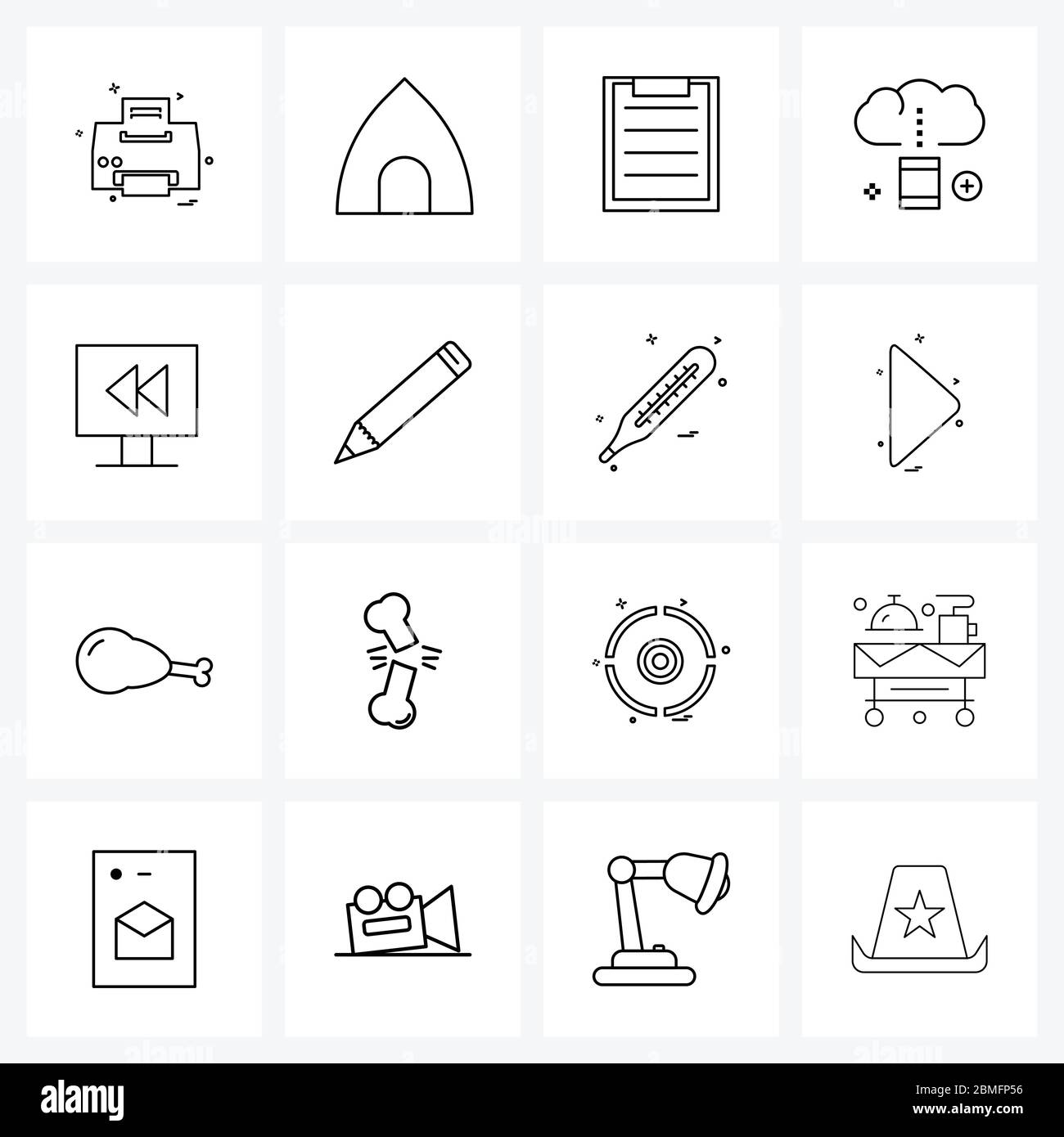 Set di 16 icone Universal Line di back, service, clipboard, network, informazioni Illustrazione vettoriale Illustrazione Vettoriale