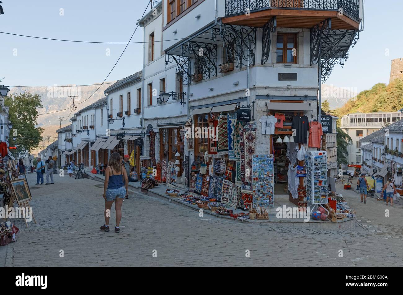 Gjirokaster atmosfera tranquilla UNESCO Patrimonio dell'Umanità Albania Foto Stock