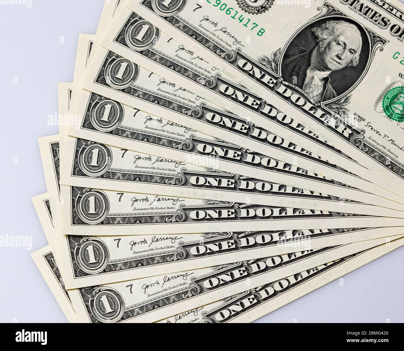 Pila di Stati Uniti d'America una bolletta del dollaro. Finanza, banche, risparmio, raccolta e denaro Foto Stock