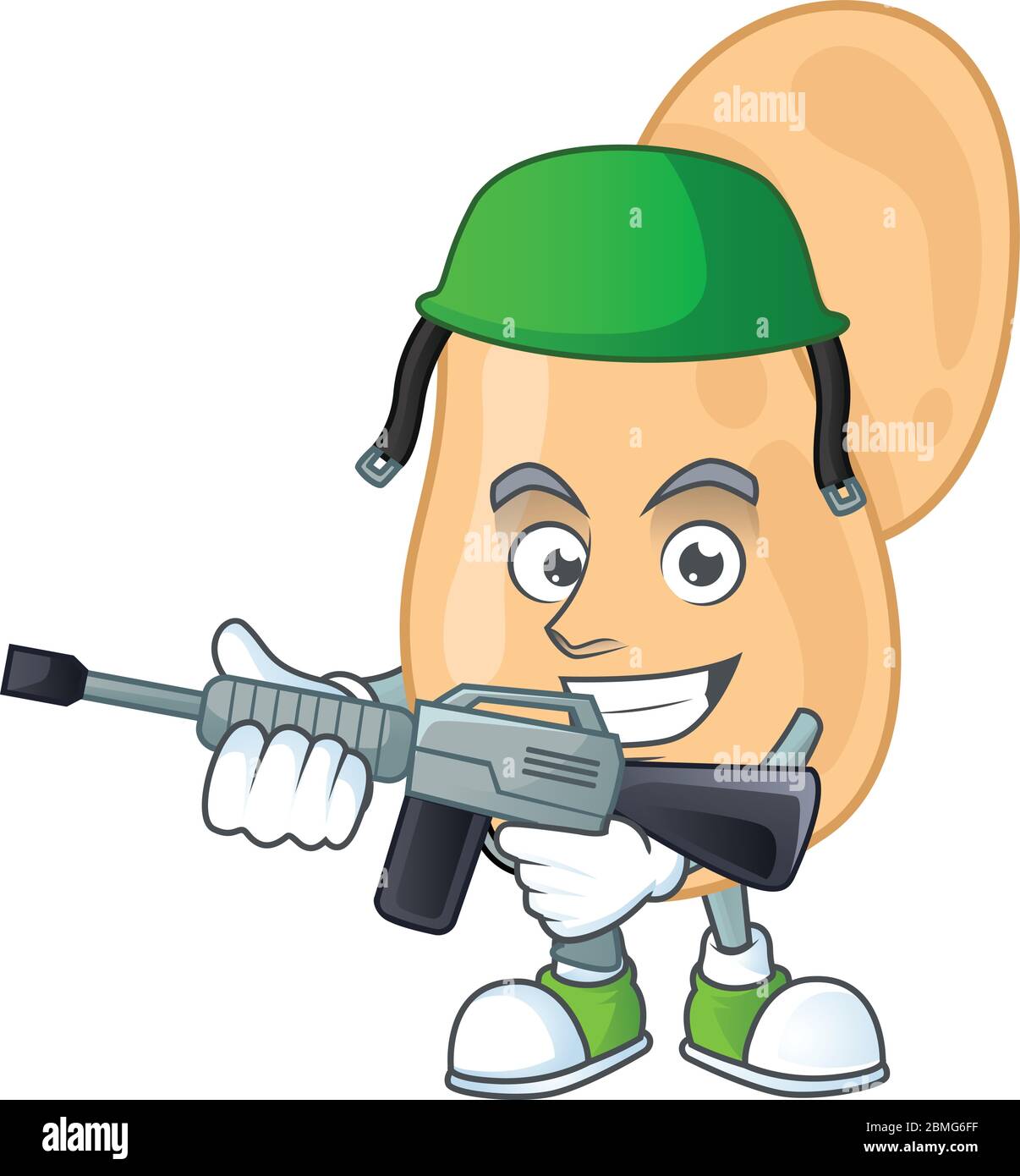 Un elegante mascotte sartina Army con pistola automatica Illustrazione Vettoriale