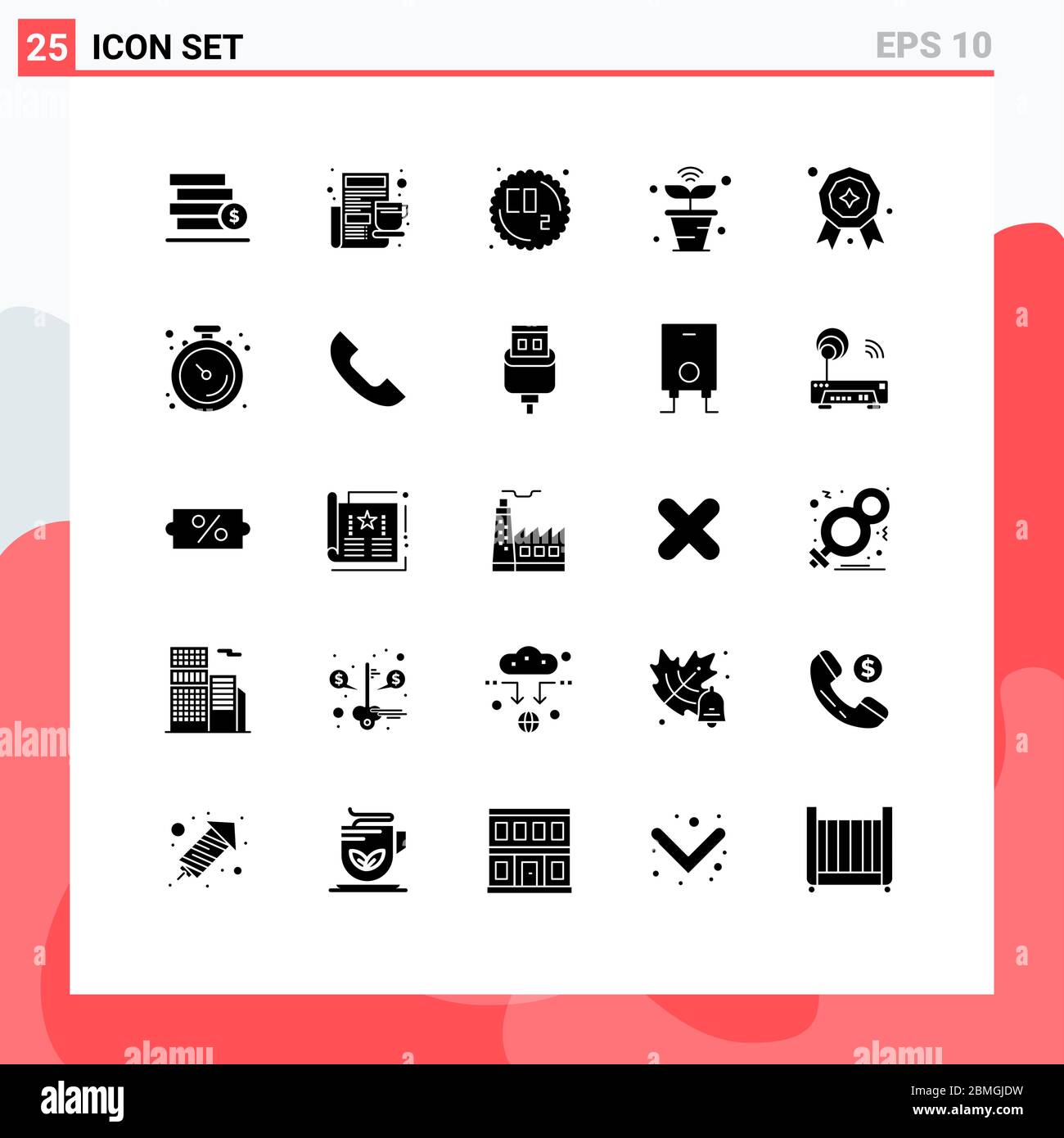 Set di 25 icone moderne dell'interfaccia utente simboli segni per premio, cose, co, natura, internet elementi di progettazione vettoriale editabili Illustrazione Vettoriale