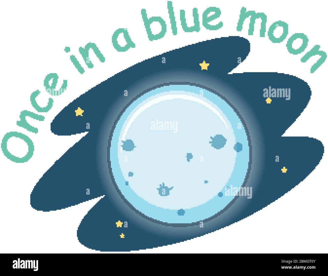 Idioma inglese con descrizione delle immagini per una volta in una luna blu su sfondo bianco illustrazione Illustrazione Vettoriale