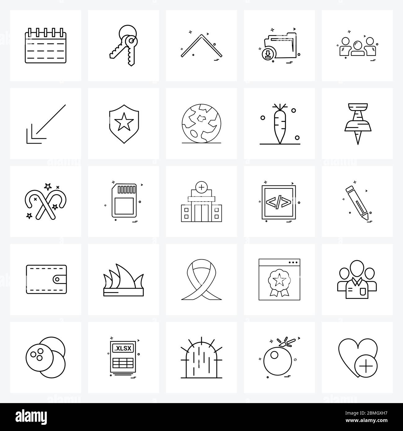 25 icone di linea vettoriale modificabili e simboli moderni di avatar, directory, freccia, file, illustrazione vettoriale di file Illustrazione Vettoriale