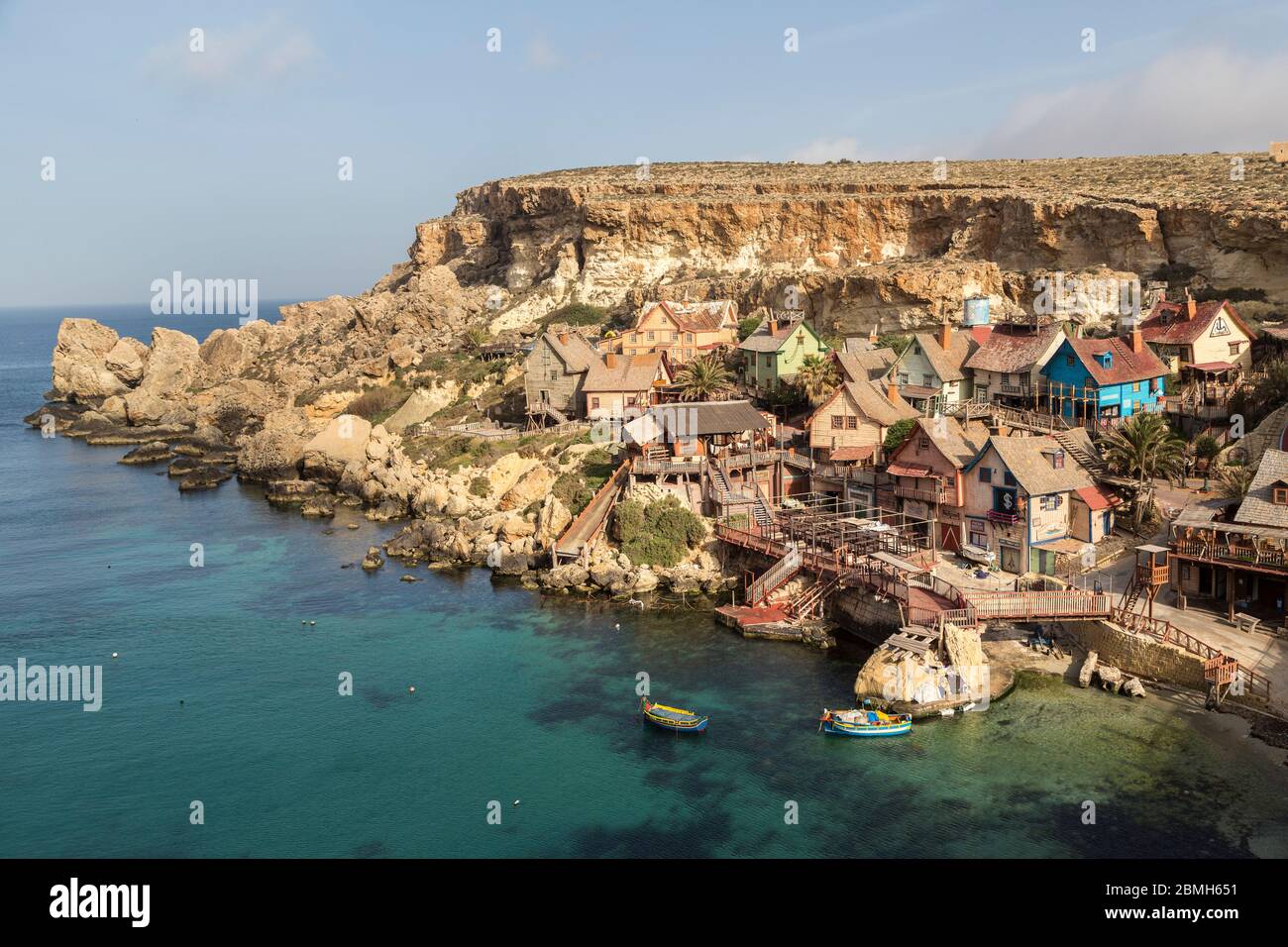 Popeye's Village, un set cinematografico ora utilizzato come attrazione turistica, Malta Foto Stock