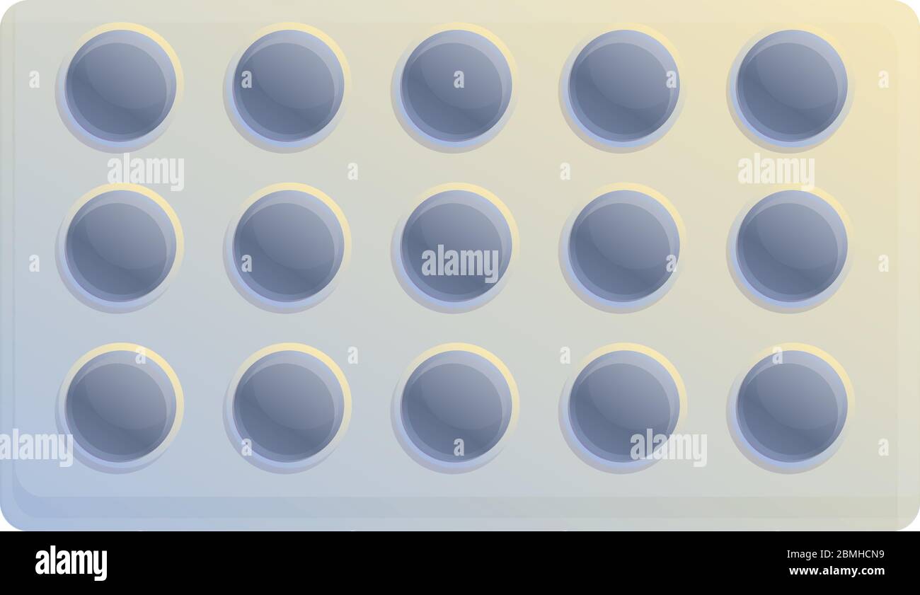 Icona della confezione di pillole. Cartoon di pill pack vettore icona per web design isolato su sfondo bianco Illustrazione Vettoriale