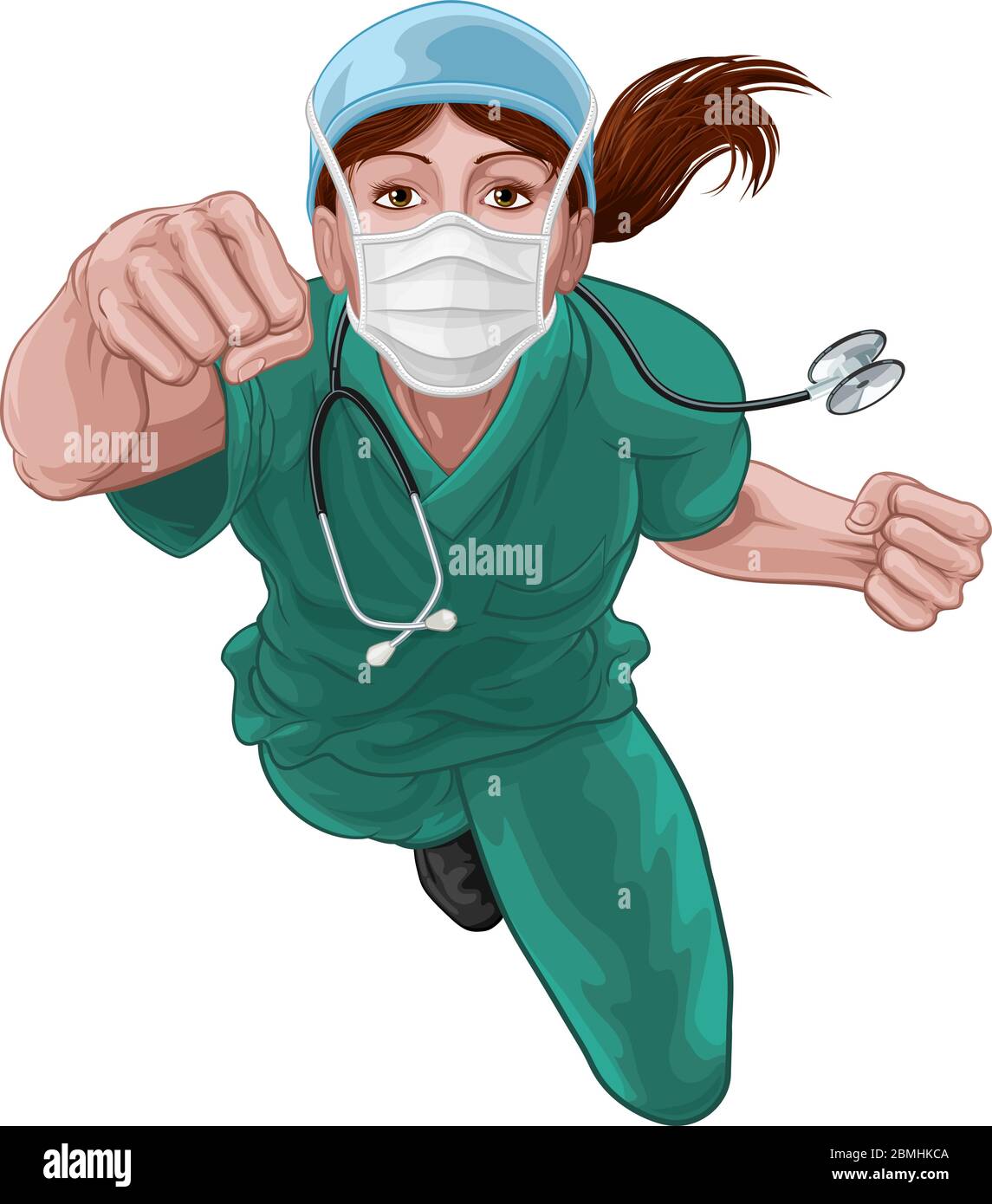 Medico infermiere Donna Super Hero concetto medico Illustrazione Vettoriale