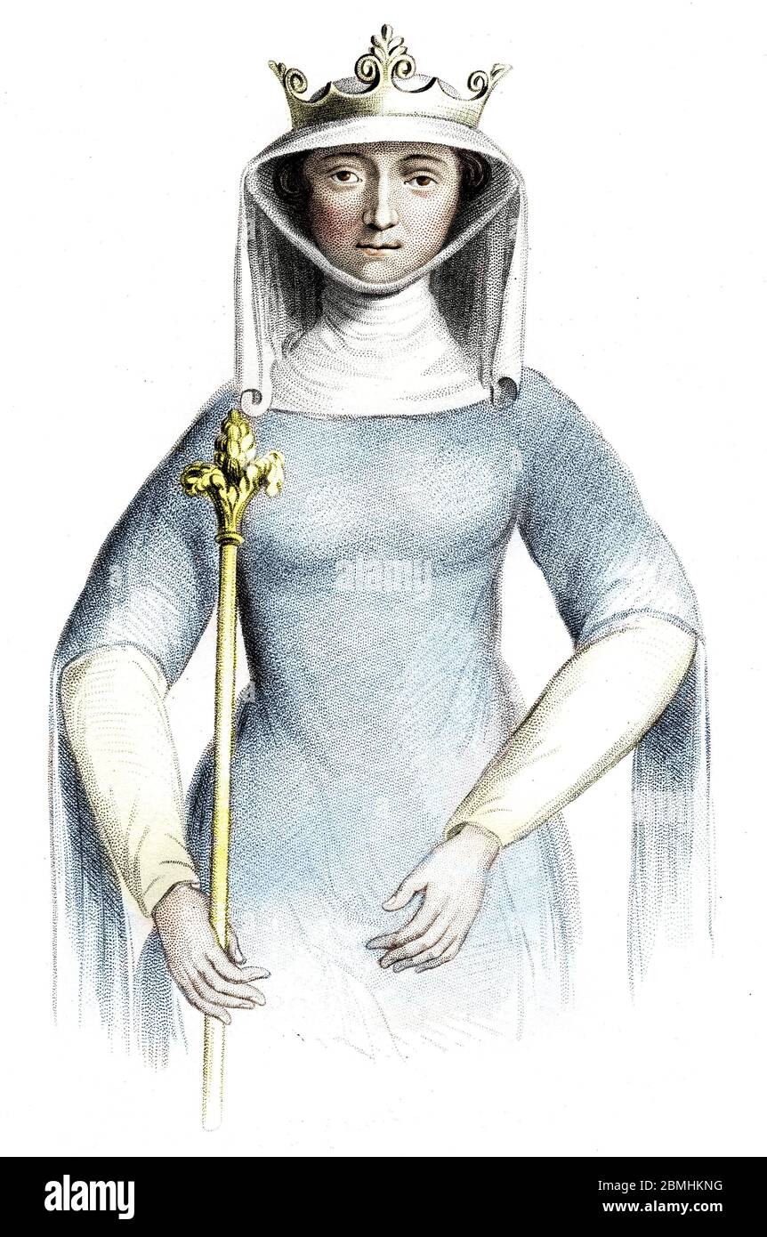 Ritratto de la reine d'Angleterre Isabelle de France (Isabelle de France (Isabella de France) (1295-1358), regina consorte di re Edoardo i) gravure du Foto Stock