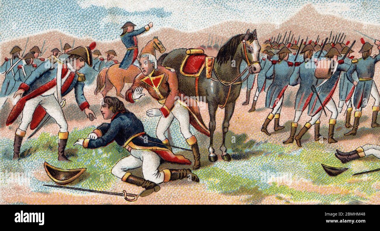"La mort du General Charles Antoine Desaix de Veygoux (1768-1800) a la bataille de Marengo le 14/06/1800" (la morte del generale Charles Antoine Desaix Foto Stock