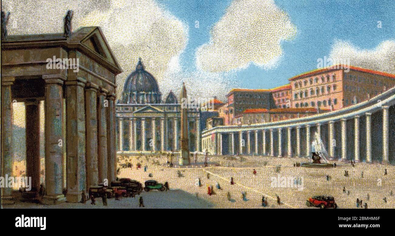 "Vue de la Place et la basilique Saint-Pierre de Rome, Vatican, Italie" (Vista di Piazza San Pietro con la basilica di San Pietro, Città del Vaticano, Foto Stock