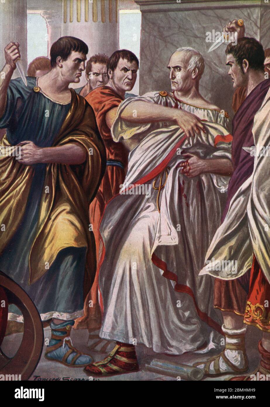 Antichite romaine : la mort de Jules Cesar' Jules Cesar (Giulio Cesare ou Caius Julius Caesar) homme politique et ecrivain romain, (100-44 Avant JC), Foto Stock