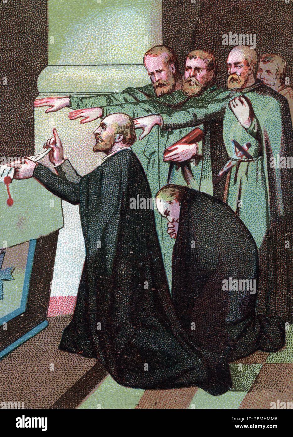 Le voeu de Montmartre fait le 15 aout 1534 par Ignace de Loyola (Sant Ignazio ou Saint Ignazio, 1491-1556) avec Pierre Favre (1506-1546), Francois Foto Stock