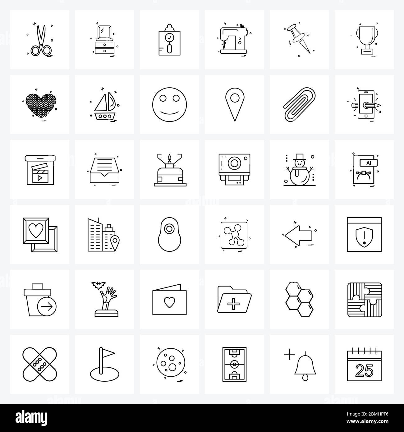 36 Universal Line Icon pixel Perfect simboli di carta pin, pin, appunti,  sarto, macchina da cucire Illustrazione vettoriale Immagine e Vettoriale -  Alamy