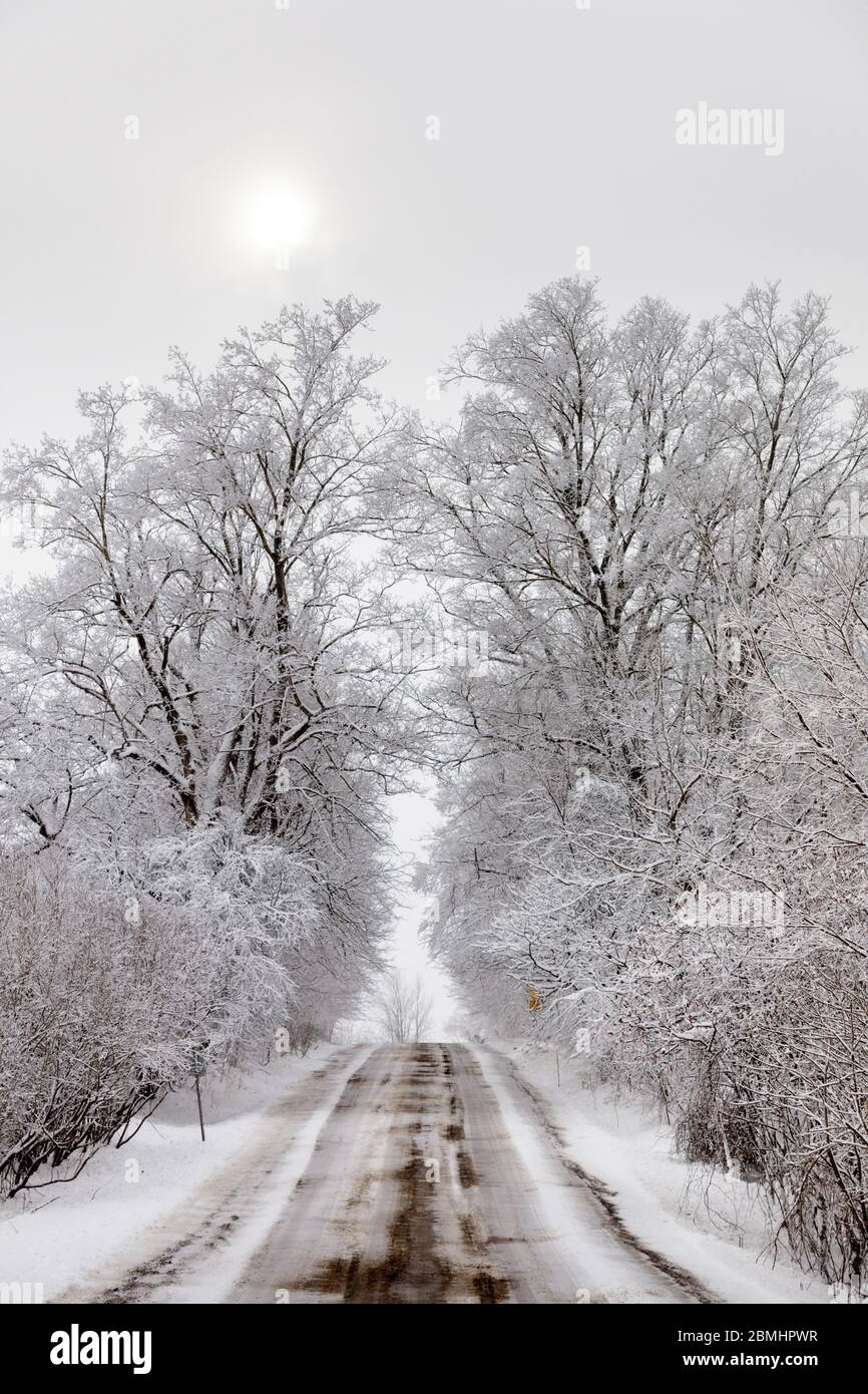 Inverno panoramico, neve nella parte alta di New York. Foto Stock