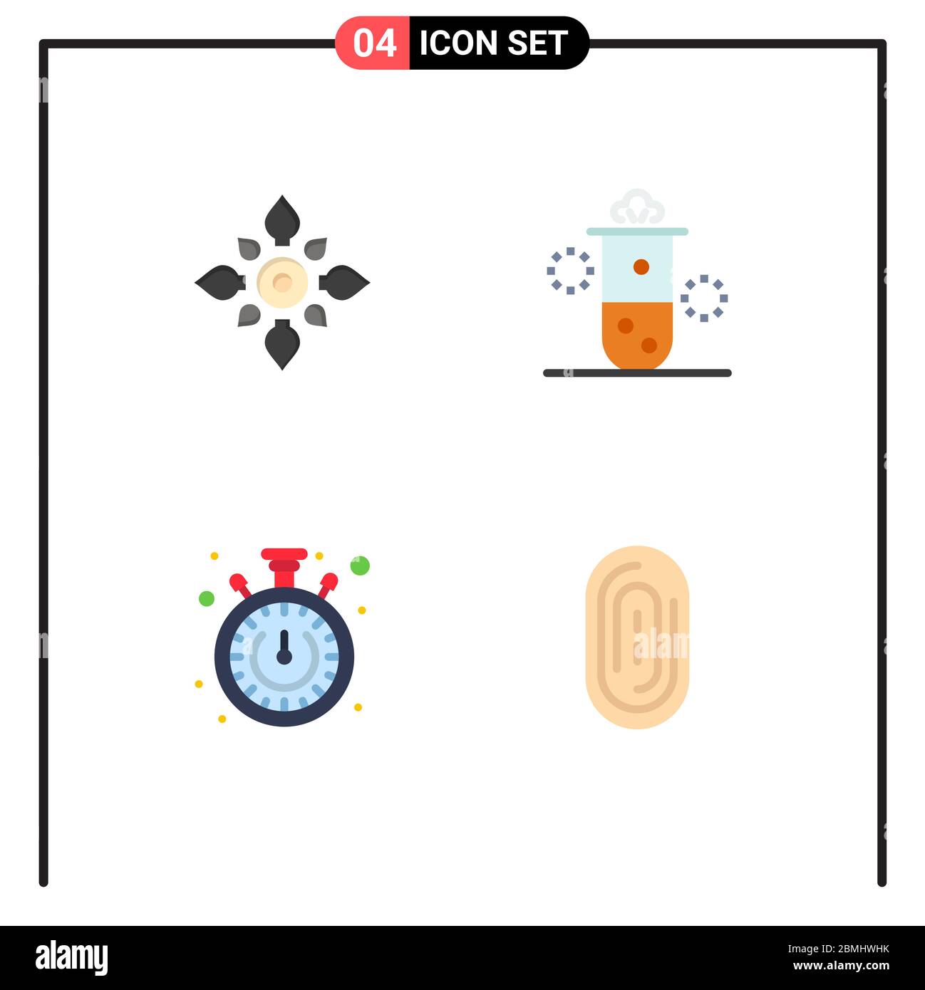 Pacchetto interfaccia utente di 4 icone piatte di base di Celebrate, Science, diwali, Radiation nucleare, cronometro Editable Vector Design Elements Illustrazione Vettoriale