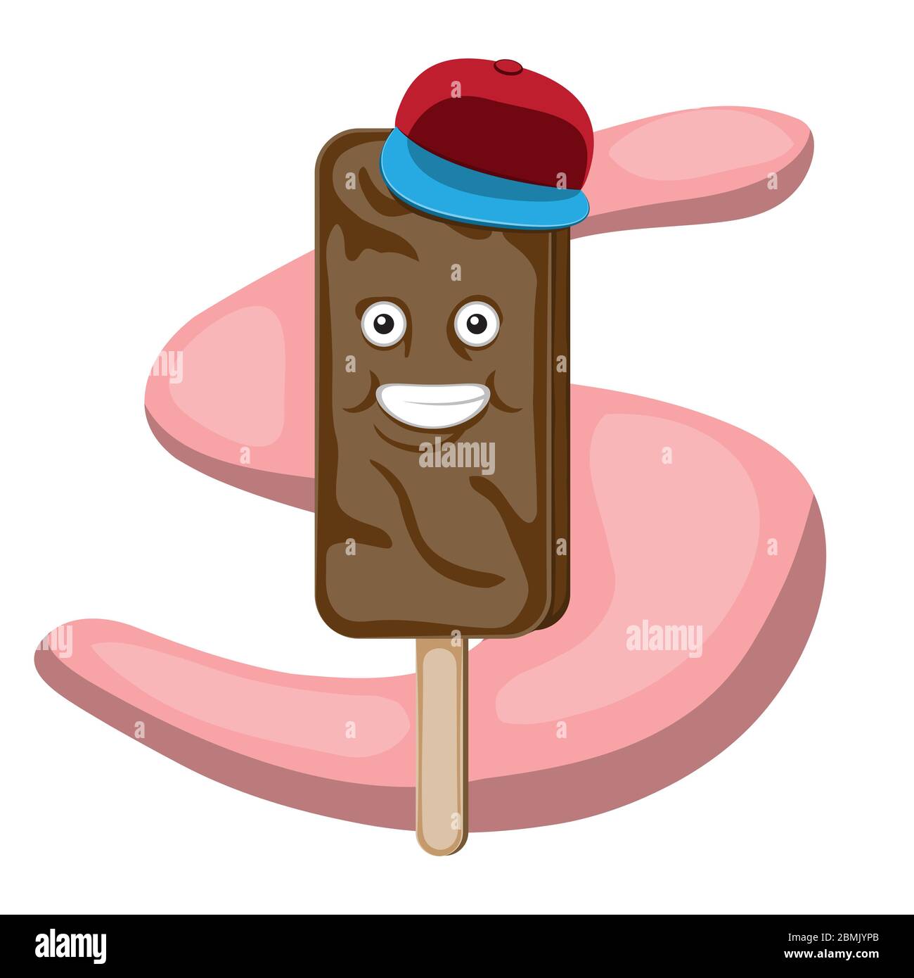 icona gelato al cioccolato in un cartone animato su sfondo bianco isolato. Immagine vettoriale Illustrazione Vettoriale