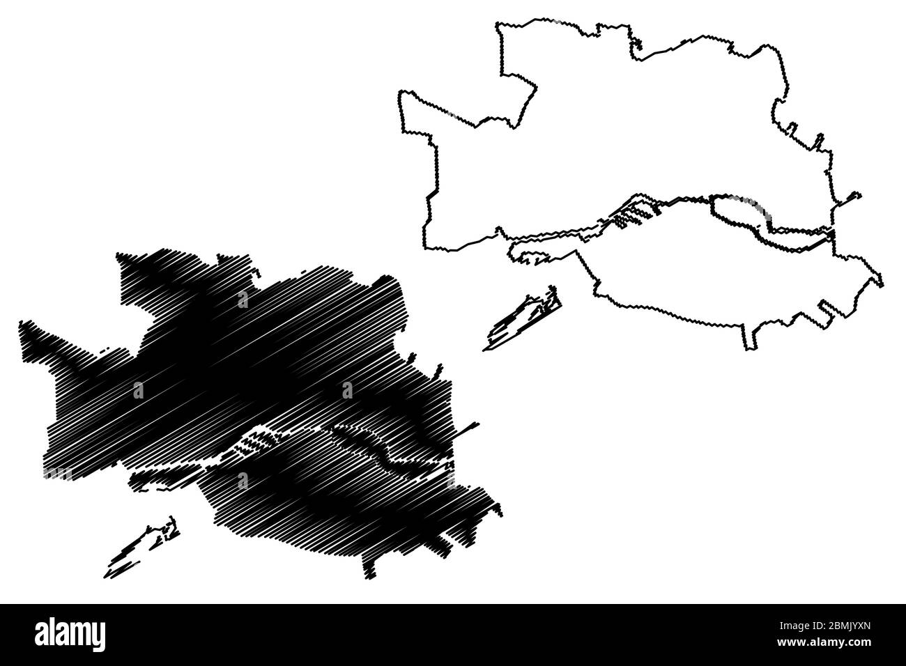 Kaliningrad City (Federazione russa, Russia) mappa vettore illustrazione, abbozzare schizzo Città di Kaliningrad mappa Illustrazione Vettoriale