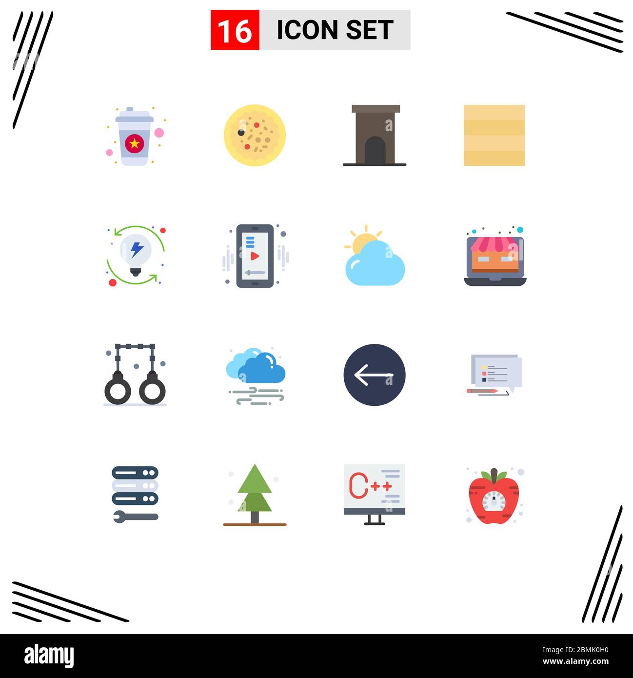 16 interfaccia utente Flat Color Pack di segni moderni e simboli di progressione, sviluppo, architettura, wireframe, residence Editable Pack di Creativ Illustrazione Vettoriale