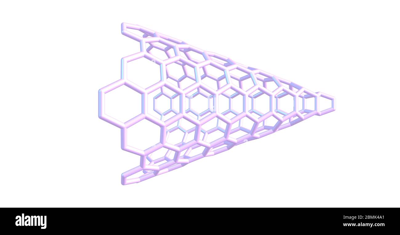 I nanoconi di carbonio sono strutture coniche che sono realizzate prevalentemente in carbonio e che hanno almeno una dimensione dell'ordine di un micrometro o. Foto Stock