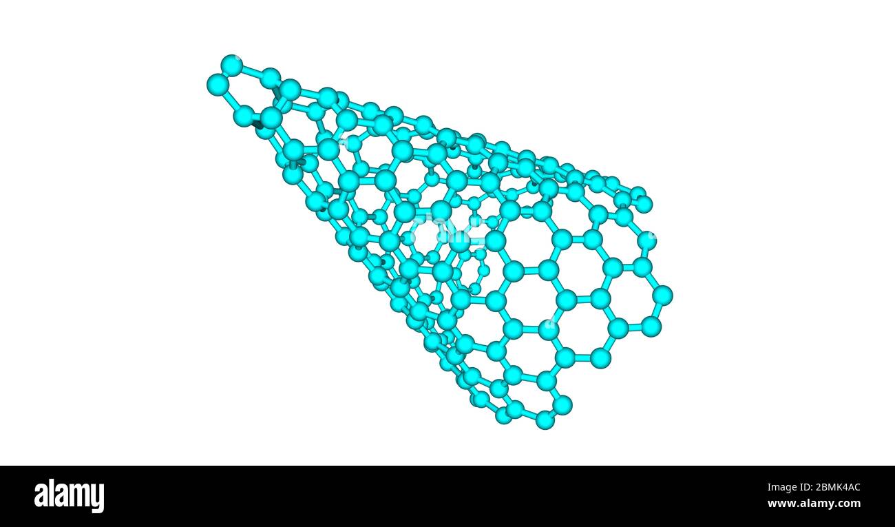 I nanoconi di carbonio sono strutture coniche che sono realizzate prevalentemente in carbonio e che hanno almeno una dimensione dell'ordine di un micrometro o. Foto Stock