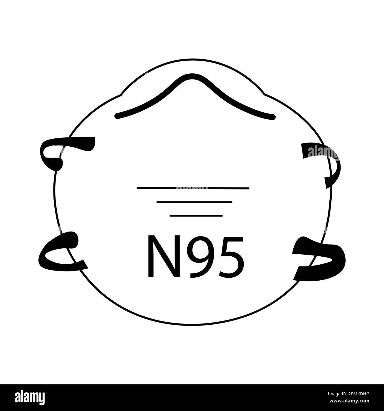 Maschera facciale N95. Maschera chirurgica medica N95. PPE per il coronavirus Covid-19. EPS vettoriale Illustrazione Vettoriale