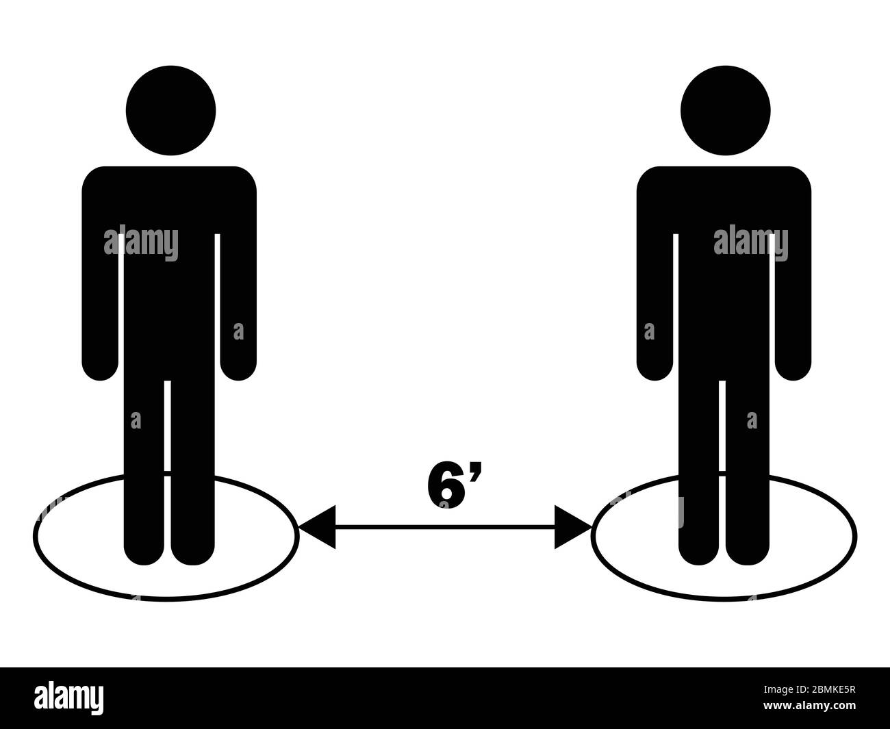Icona nera a forma di bastone da 6 piedi a distanza sociale. Vettore EPS Illustrazione Vettoriale