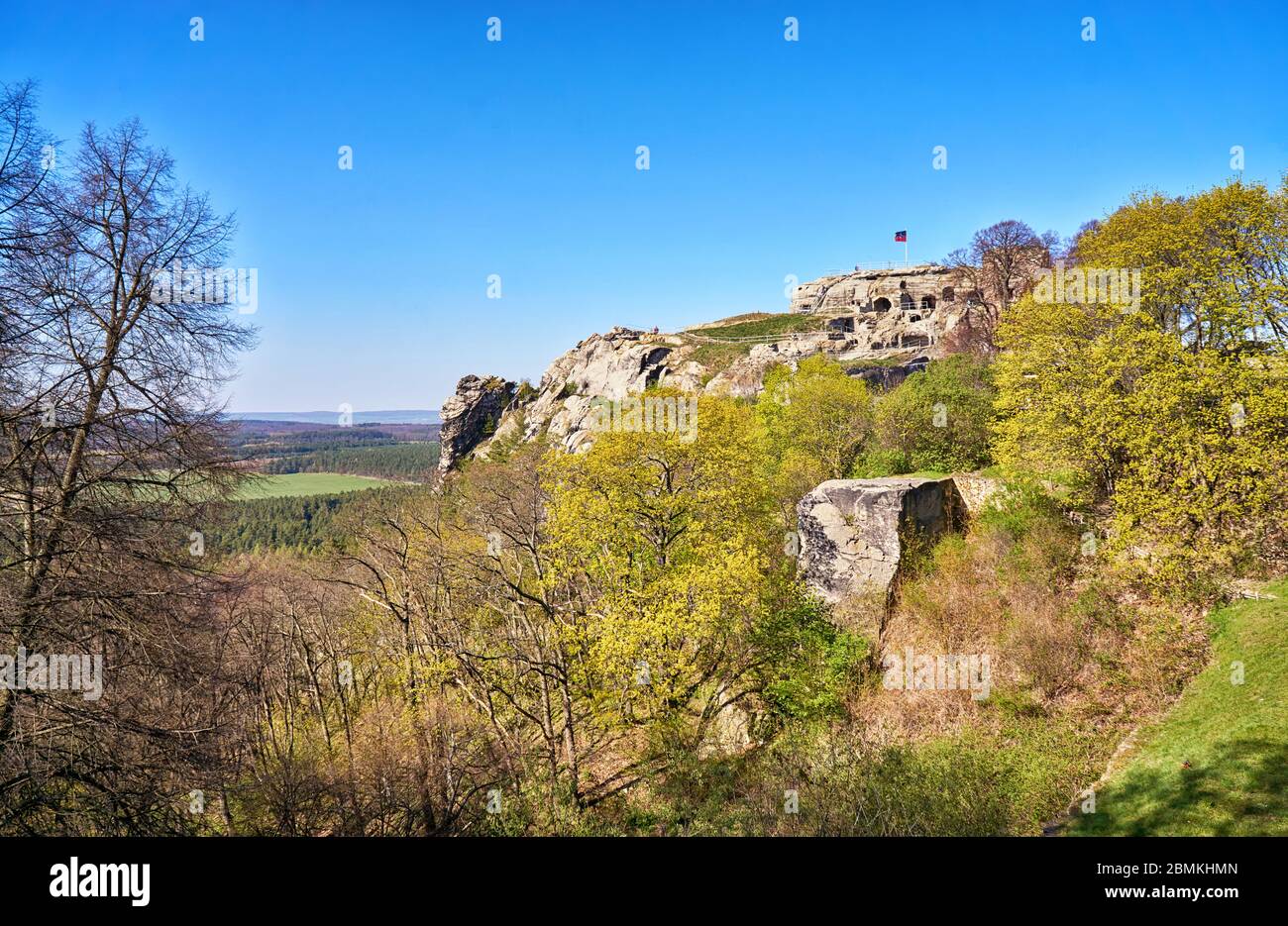 Rovine del castello di Regenstein a Blankenburg. Parco Nazionale delle Montagne Harz. Sassonia-Anhalt, Germania. Foto Stock