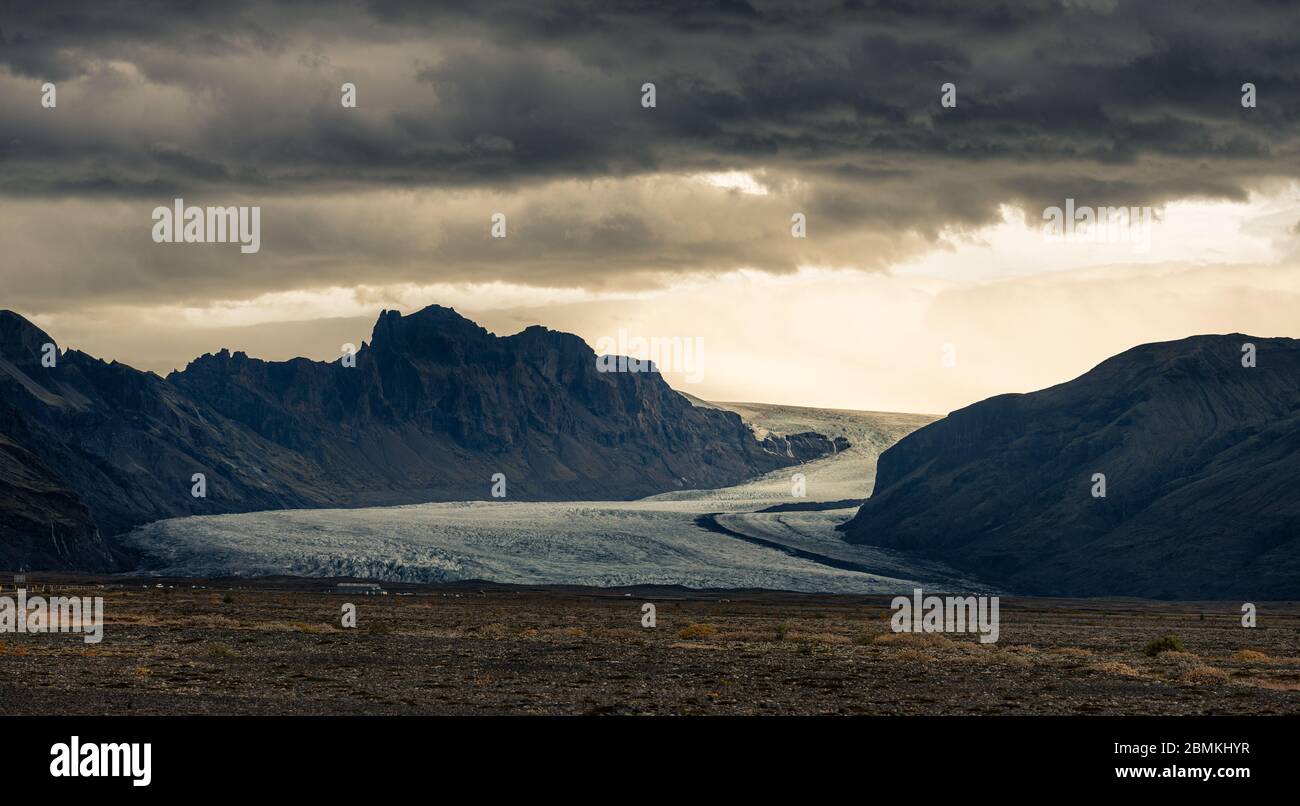 Splendida vista del ghiacciaio islandese Foto Stock