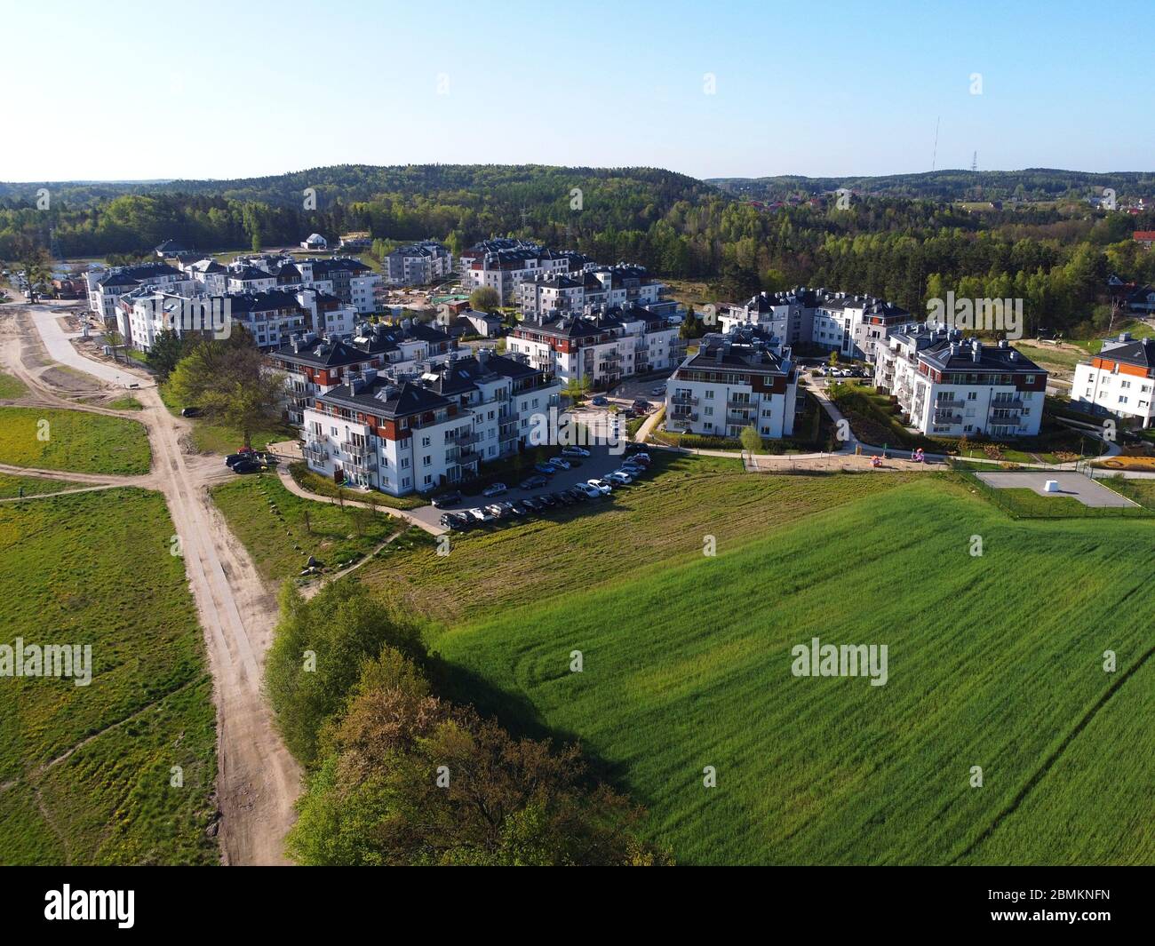 Nuovi edifici di proprietà nel quartiere sobborgo di Gdynia città, Polonia Foto Stock